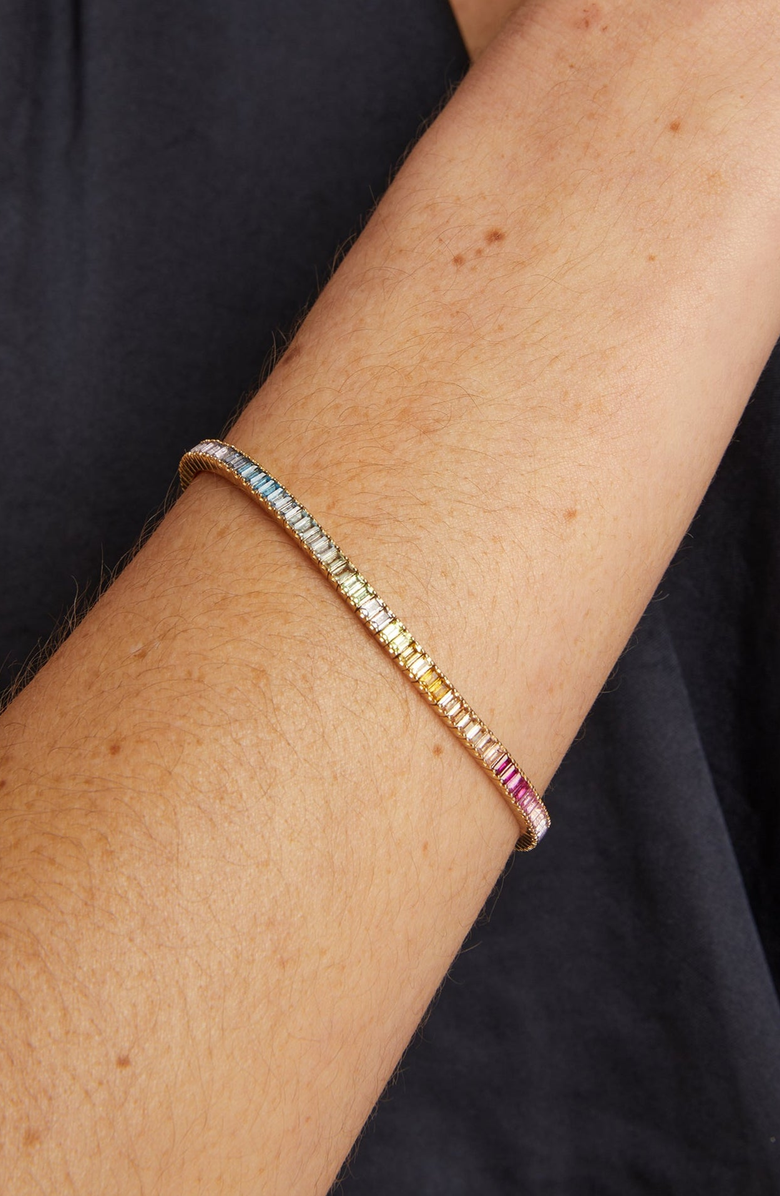 Aurate New York Ombré Rainbow Baguette Tennis Bracelet, Alternate, color, Ombré Rainbow