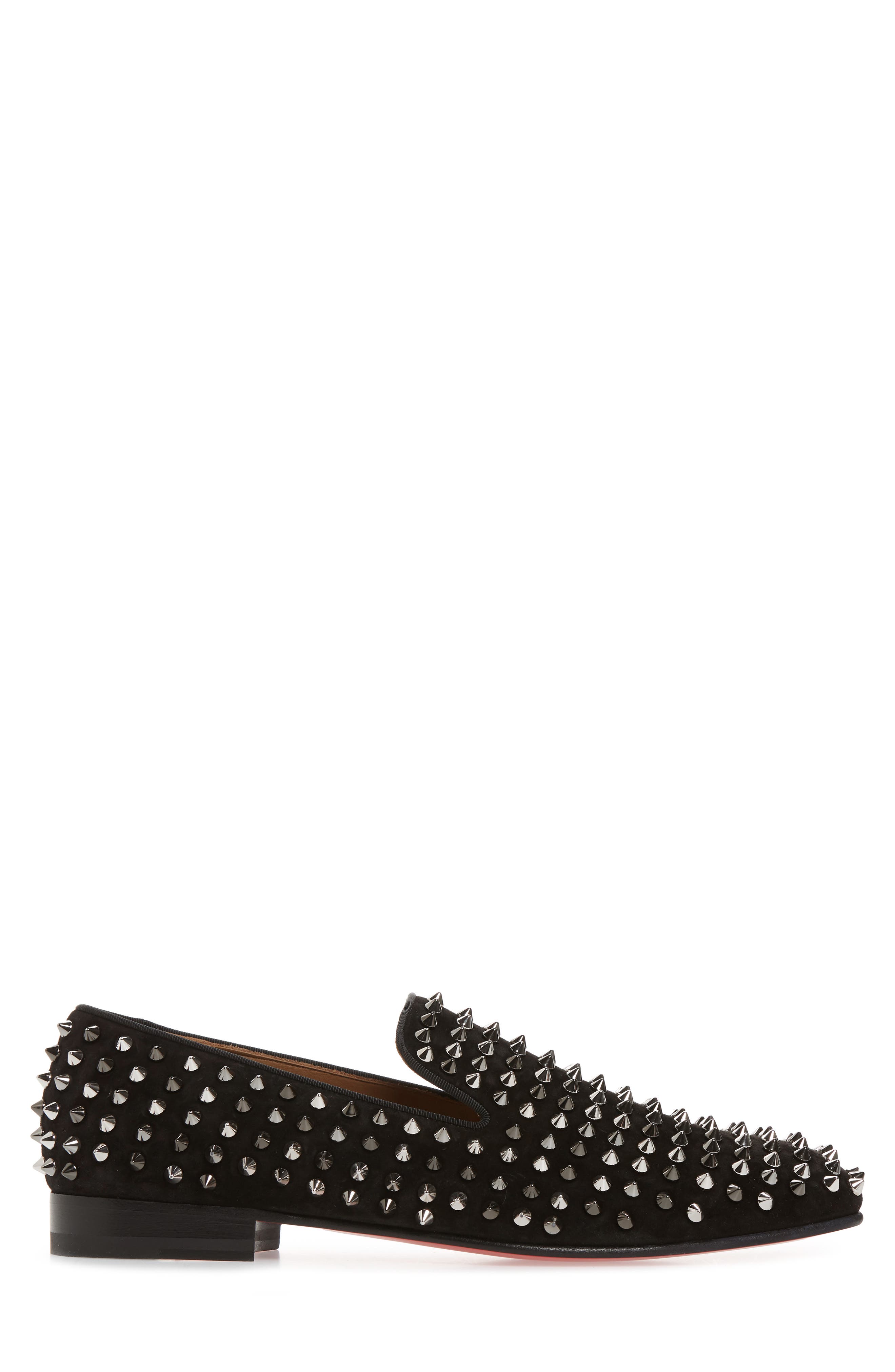 Christian Louboutin Rollerboy Spike Smoking Slipper, Alternate, color, 
