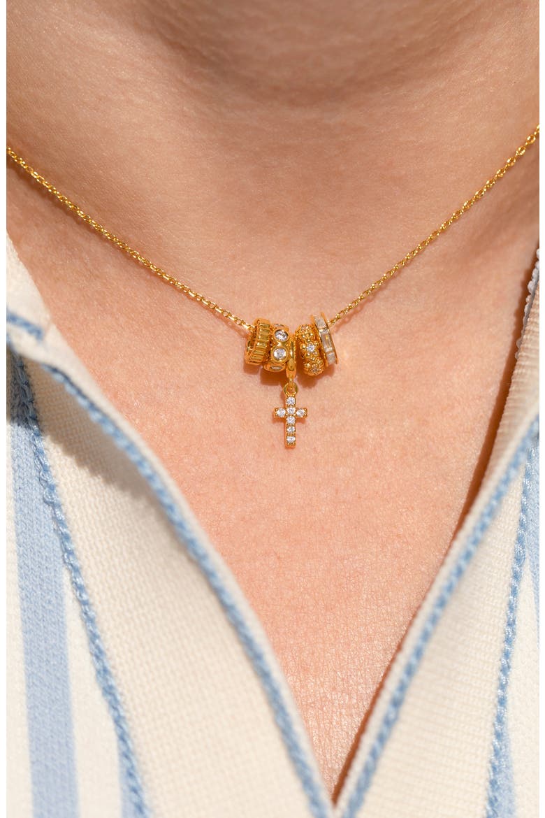 Rio Cross Charm Necklace, Alternate, color, GOLD