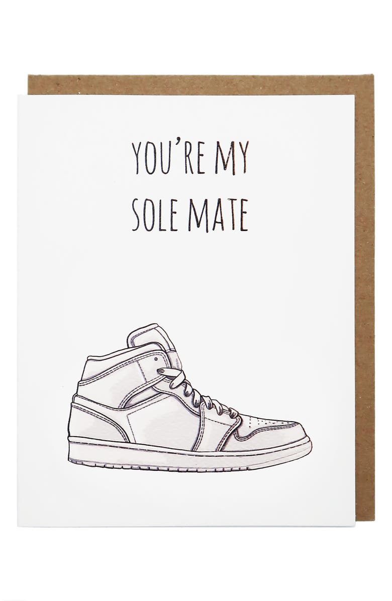 Noted By Copine Sole Mate Greeting Card, Main, color, White