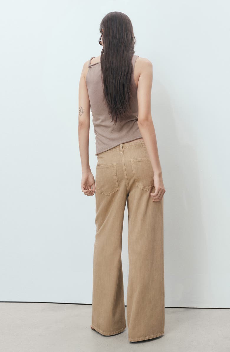 MANGO Drawstring Cotton & Linen Wide Leg Pants, Alternate, color, Sand