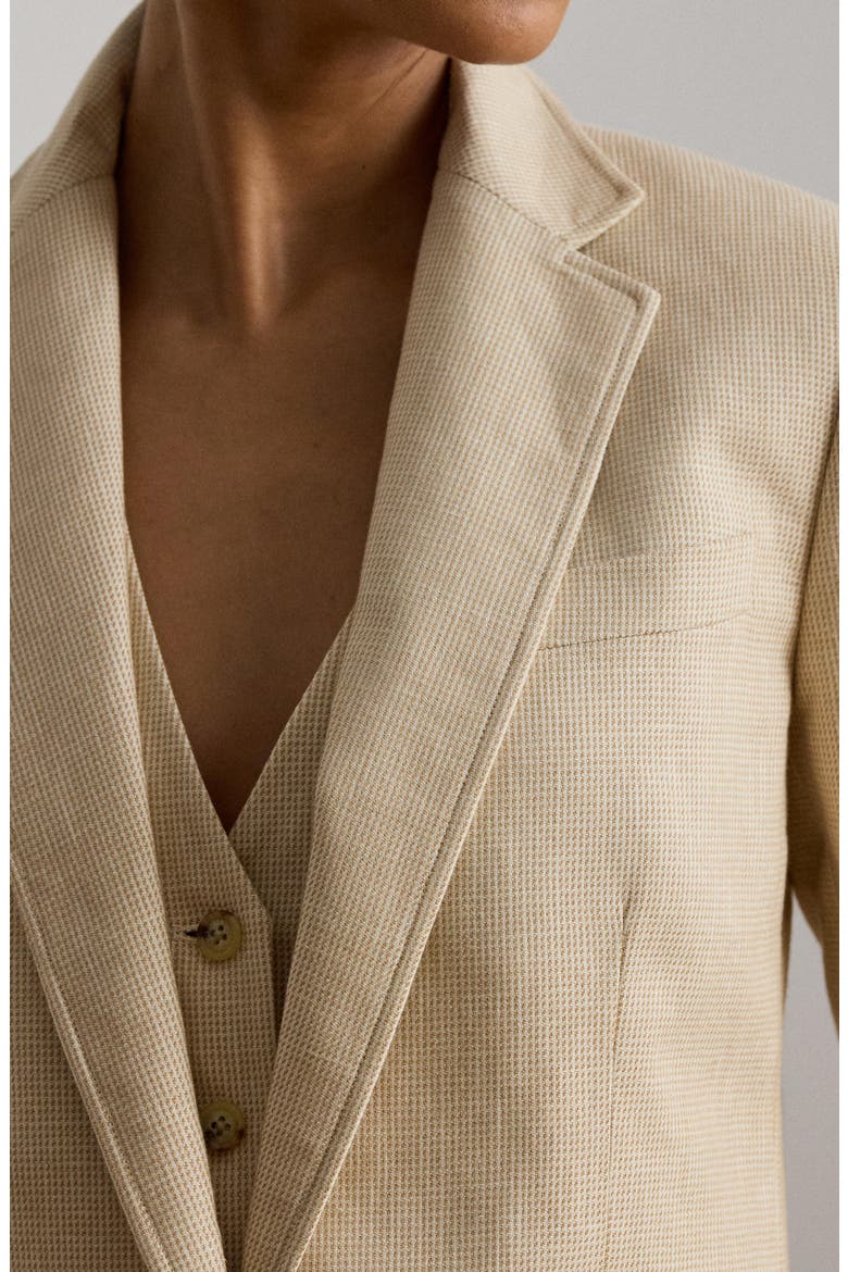 Linen Blend One-Button Blazer, Alternate, color, BEIGE/ CREAM MULTI