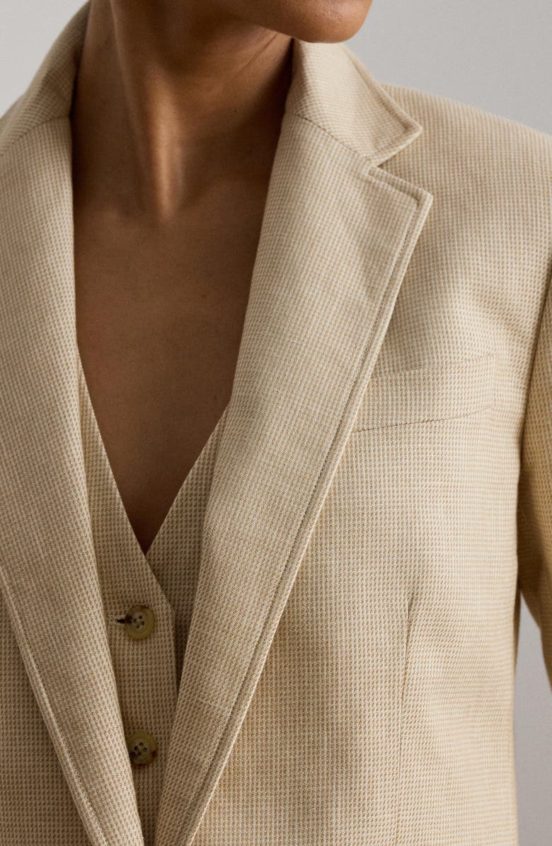 Lauren Ralph Lauren Linen Blend One-Button Blazer, Alternate, color, Beige/ Cream Multi