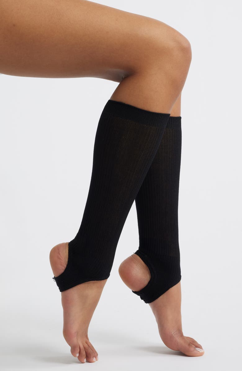 HIGH HEEL JUNGLE Show Pony Cotton Blend Rib Stirrup Socks, Main, color, Black