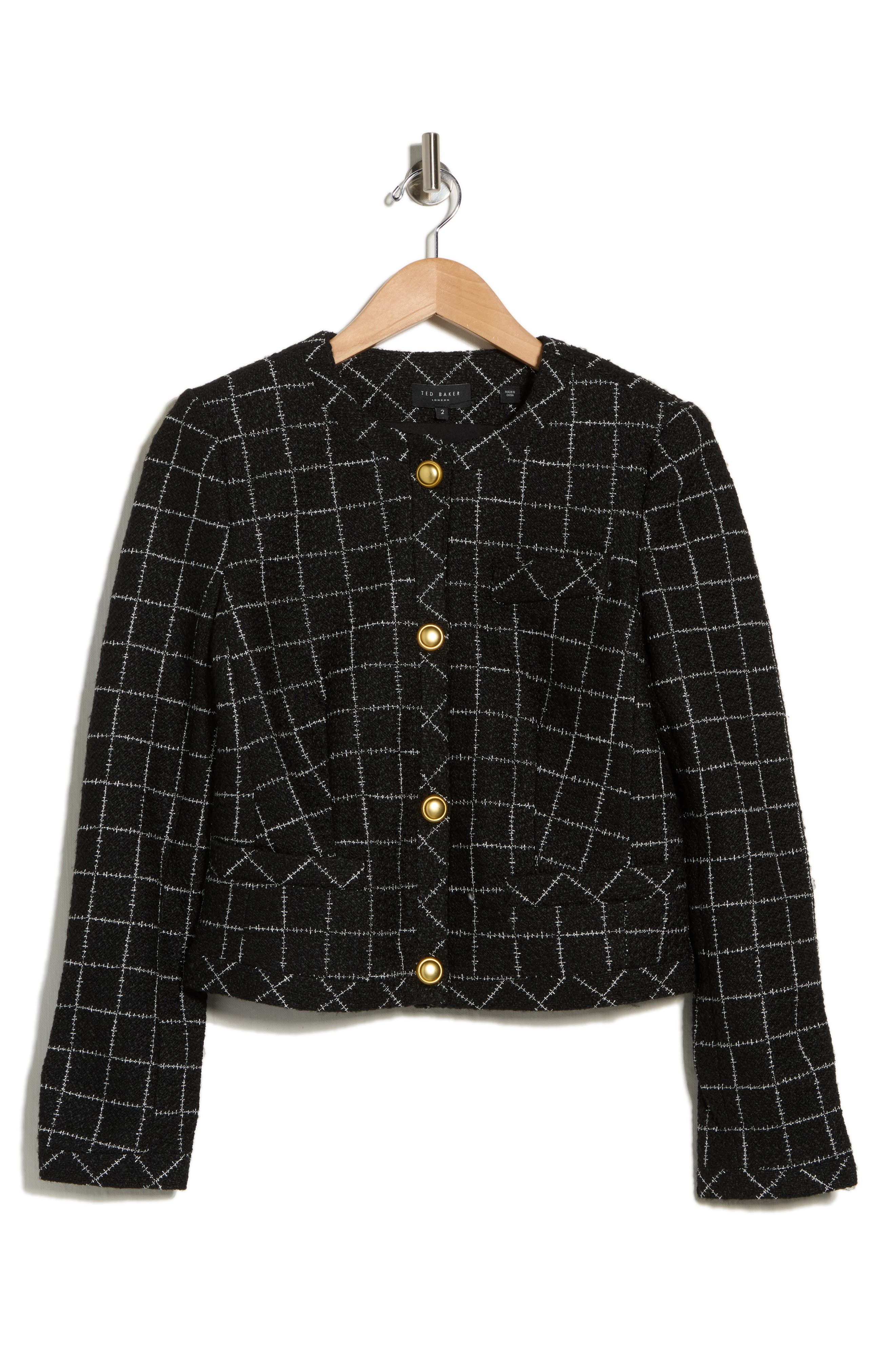 Ted Baker Viv Crewneck Tweed Crop Jacket