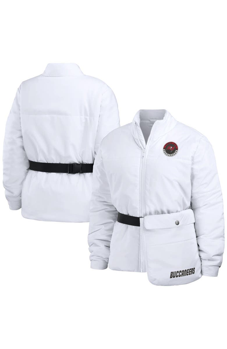 WEAR by Erin Andrews Women's WEAR by Erin Andrews  White Tampa Bay Buccaneers Packaway Full-Zip Puffer Jacket, Main, color, White