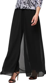 Alex Evenings Wide Leg Pants with Mesh Skirt Overlay