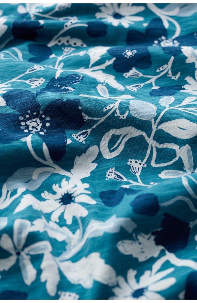 Seasalt Cornwall Chapelle Floral Organic Cotton Jersey Midi Dress, Alternate, color, Winding Meadow Sailboats