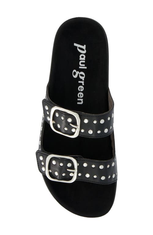 Paul Green Bali Slide Sandal In Black Nappa Leather