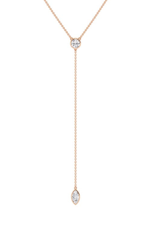 Everyday By Hautecarat Mixed Shape Diamond Lariat Y-necklace In 14k Rose Gold