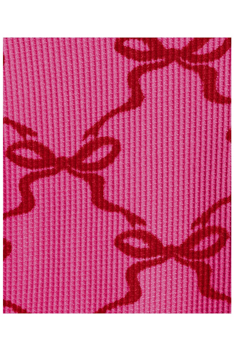 Brushed Cozy Waffle 2 Piece Pajama Set - Long Sleeve Top and Shorts, Alternate, color, Aurora Pink/Red Bows