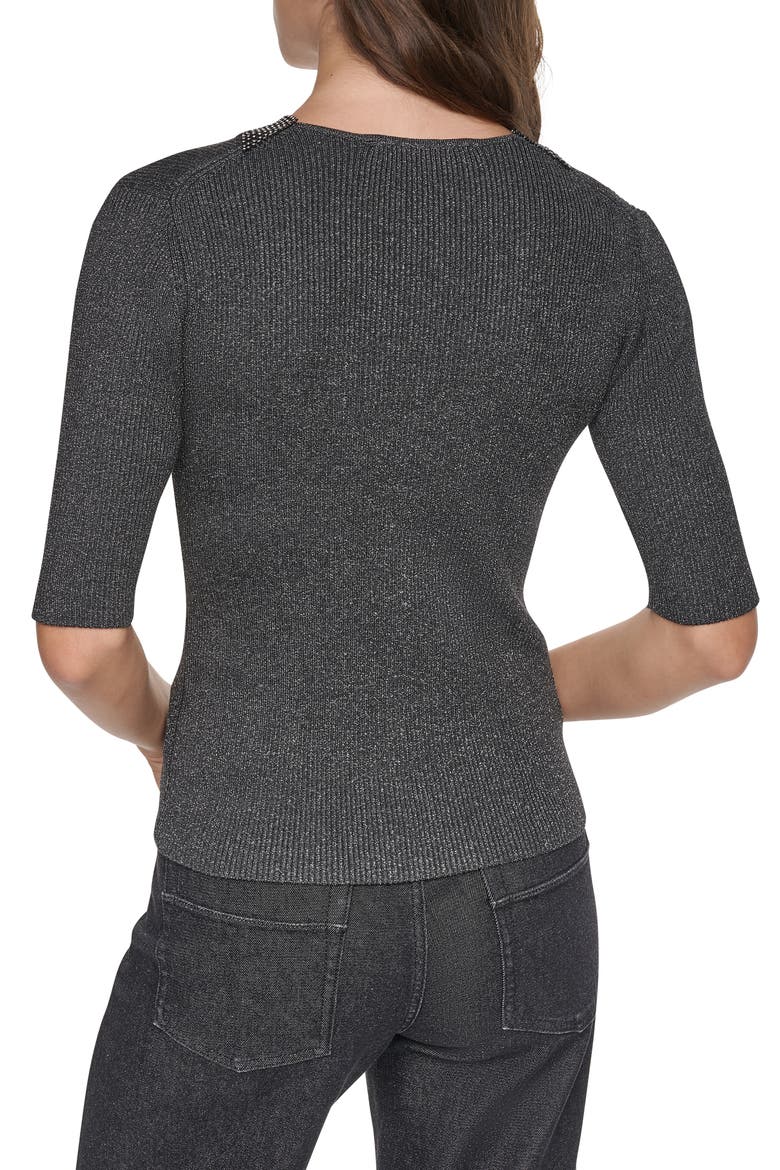 Crystal Embellished Metallic Sweater, Alternate, color, ASPHALT HT