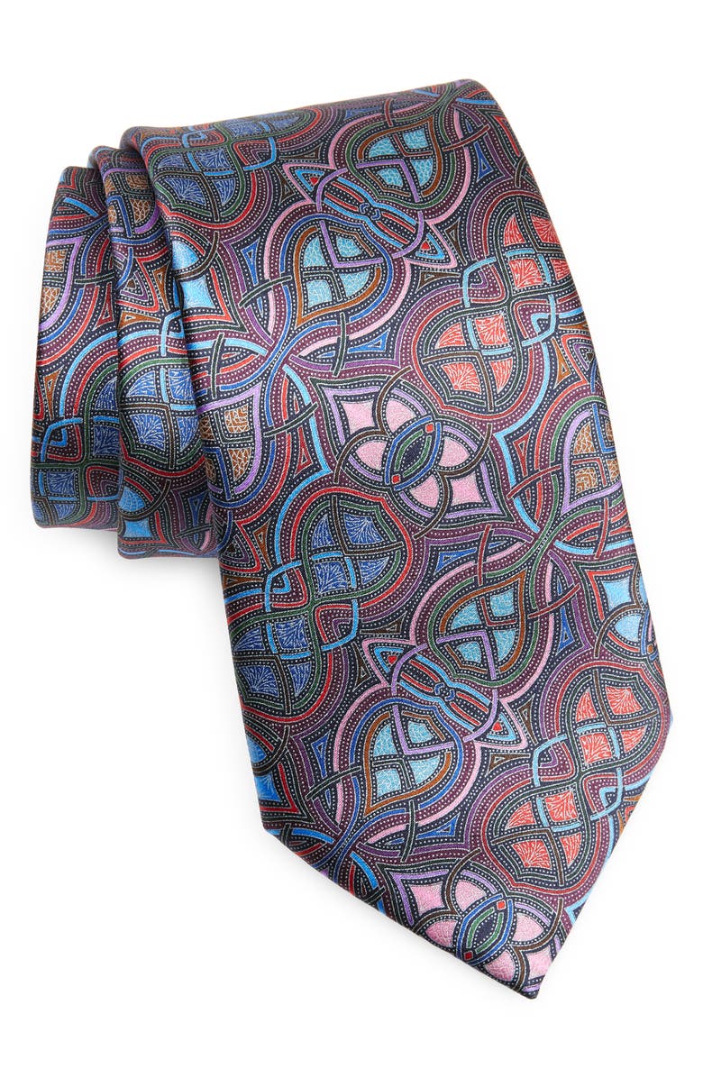 ZEGNA TIES Quindici Geometric Silk Tie, Main, color, 