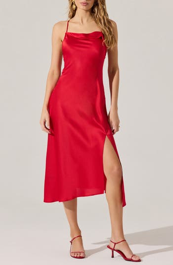 Astr The Label Cowl Neck Slipdress In Red