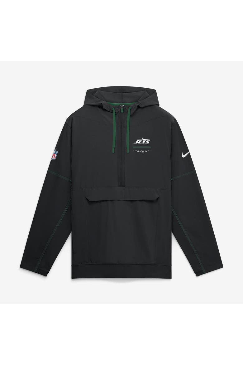 Men's Nike Black New York Jets Sideline Logo Glory Anorak Half-Zip Hooded Jacket, Main, color, Black