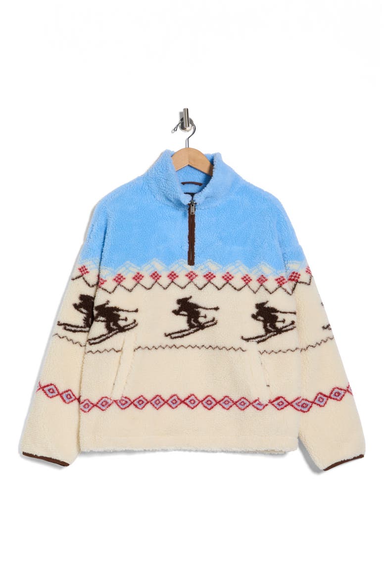 Skier Faux Shearling Half Zip Jacket, Alternate, color, SKIER