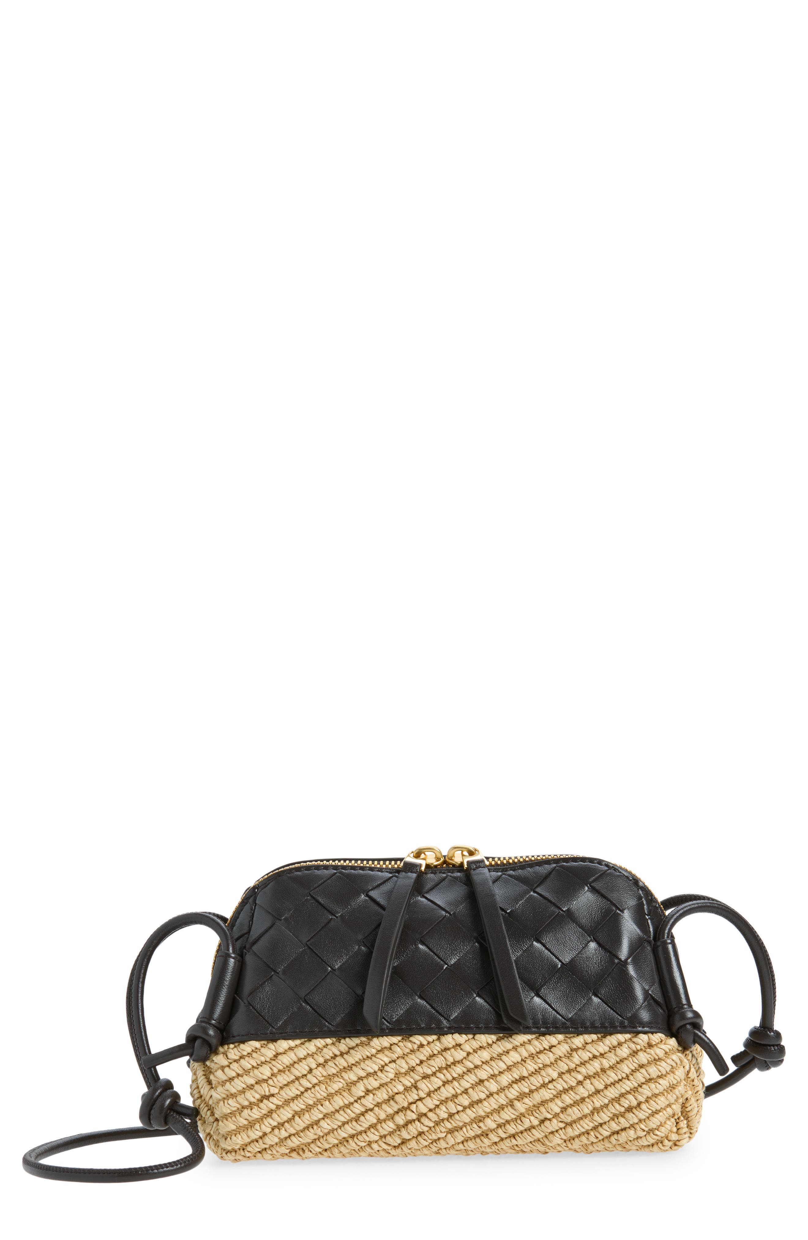 Mini Concert Intrecciato Crossbody Bag, Main, color, NATURAL/ ESPRESSO-G