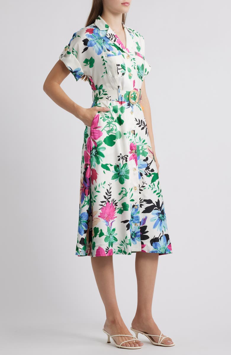 Tahari ASL Floral Midi Shirtdress, Alternate, color,