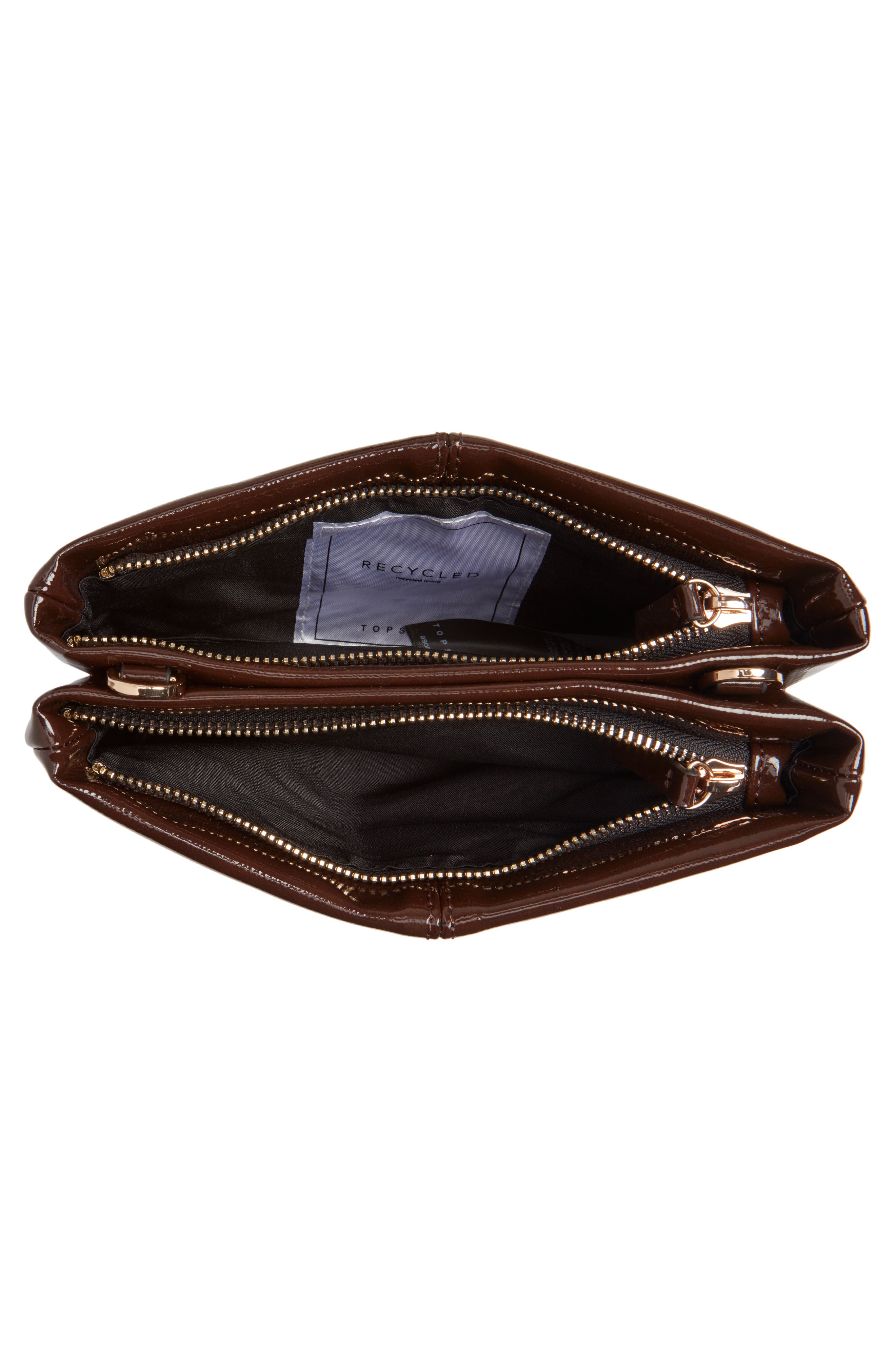 Caitlin Patent Faux Leather Crossbody Bag, Alternate, color, BROWN