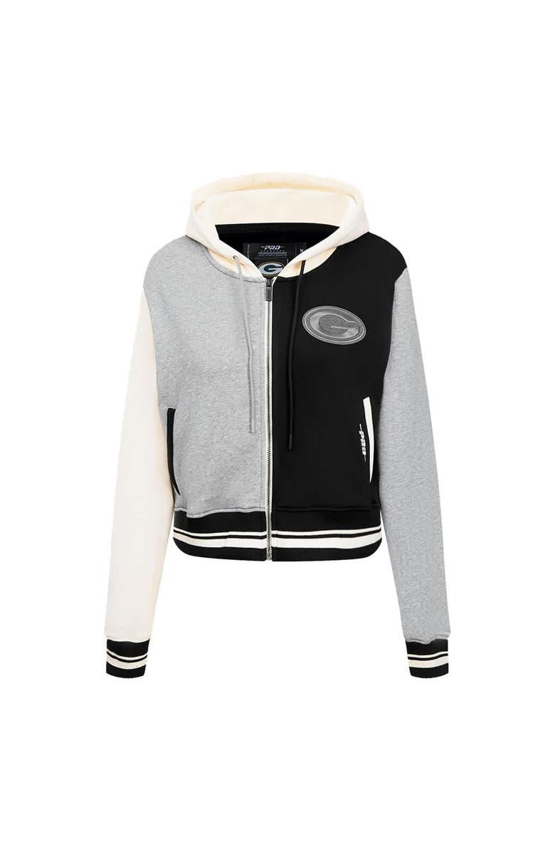 PRO STANDARD Women's Pro Standard Gray Green Bay Packers Reverse French Terry Colorblock Full-Zip Hoodie, Alternate, color, 