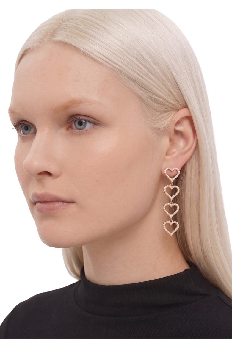 Chaia Heart Drop Earrings, Alternate, color, Gold