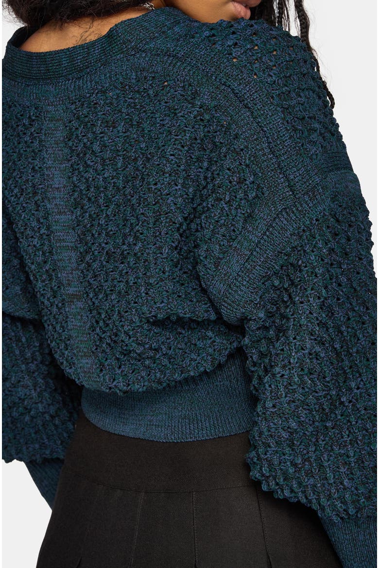 Valene Dragon Scales Knit Cardigan, Alternate, color, Navy