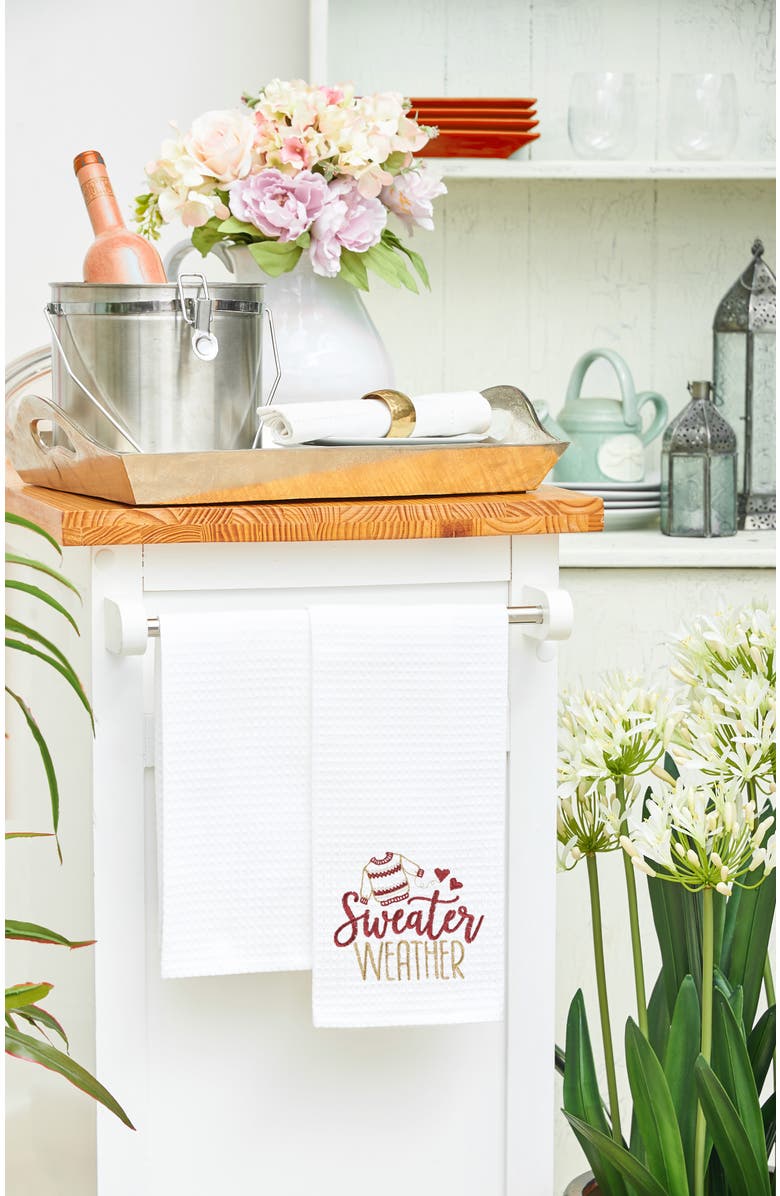 C&F Home Fall "Sweater Weather" 100% Cotton Flour Sack Kitchen Dishtowel, Alternate, color, White