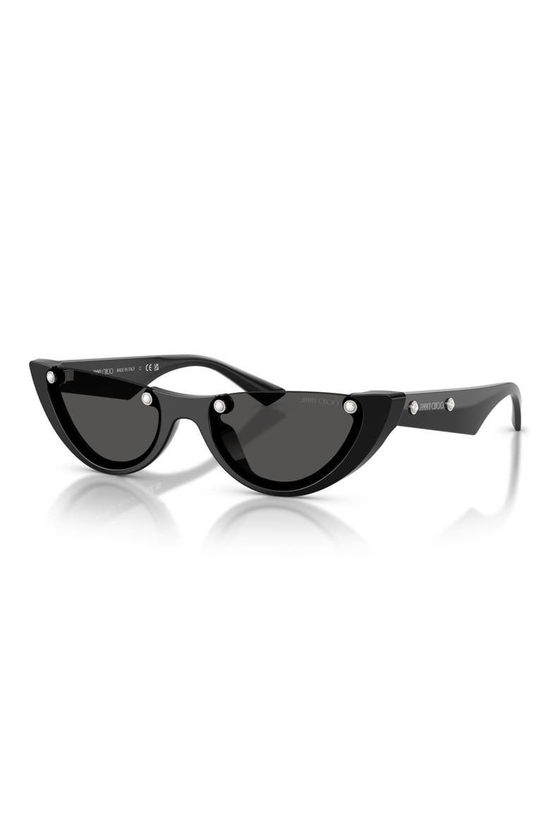 53mm Semi Rimless Oval Sunglasses, Alternate, color, BLACK / DARK GREY