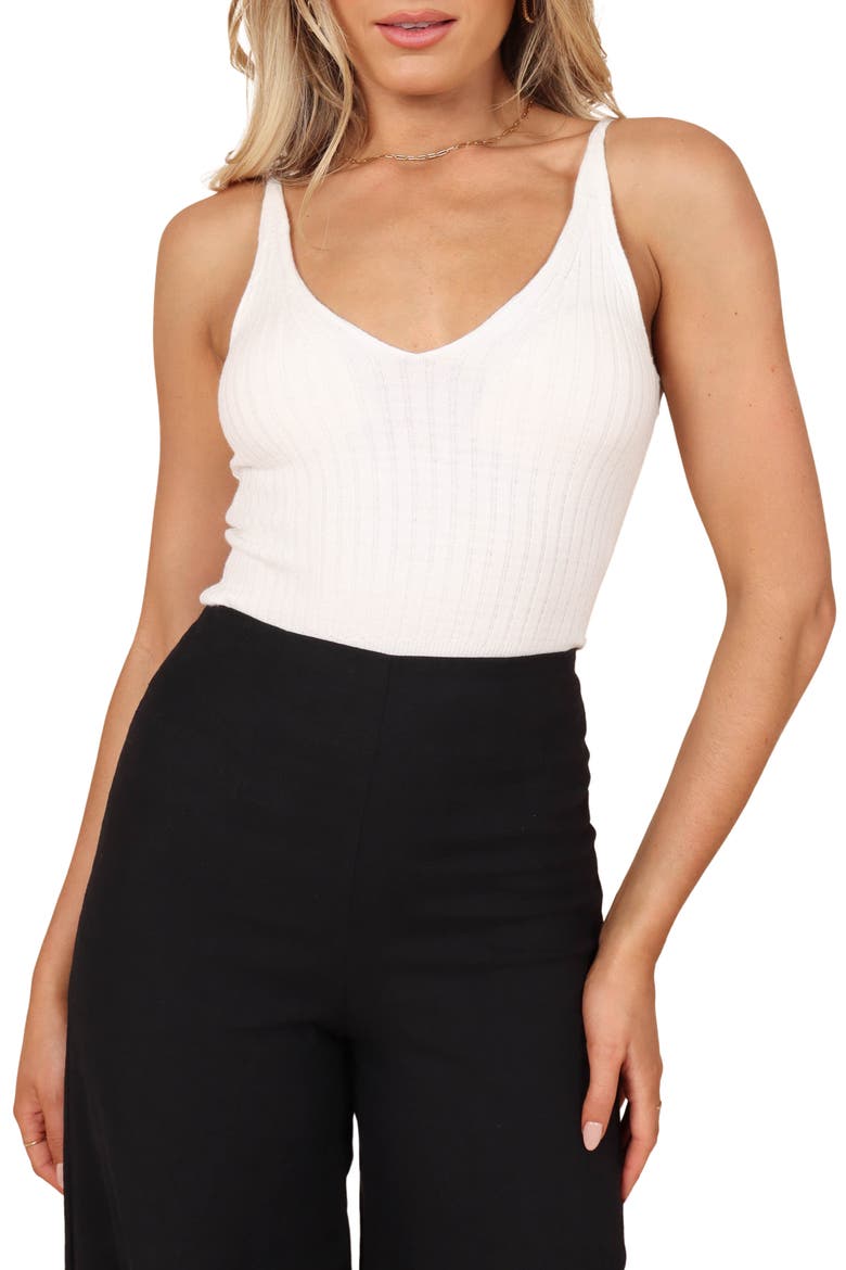 Gemma V-Neck Rib Sweater Tank, Main, color, IVORY