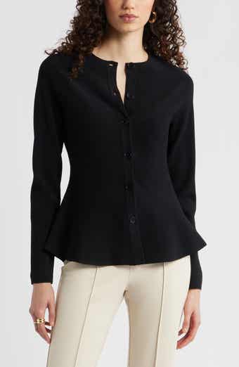 Flared Crewneck Cardigan