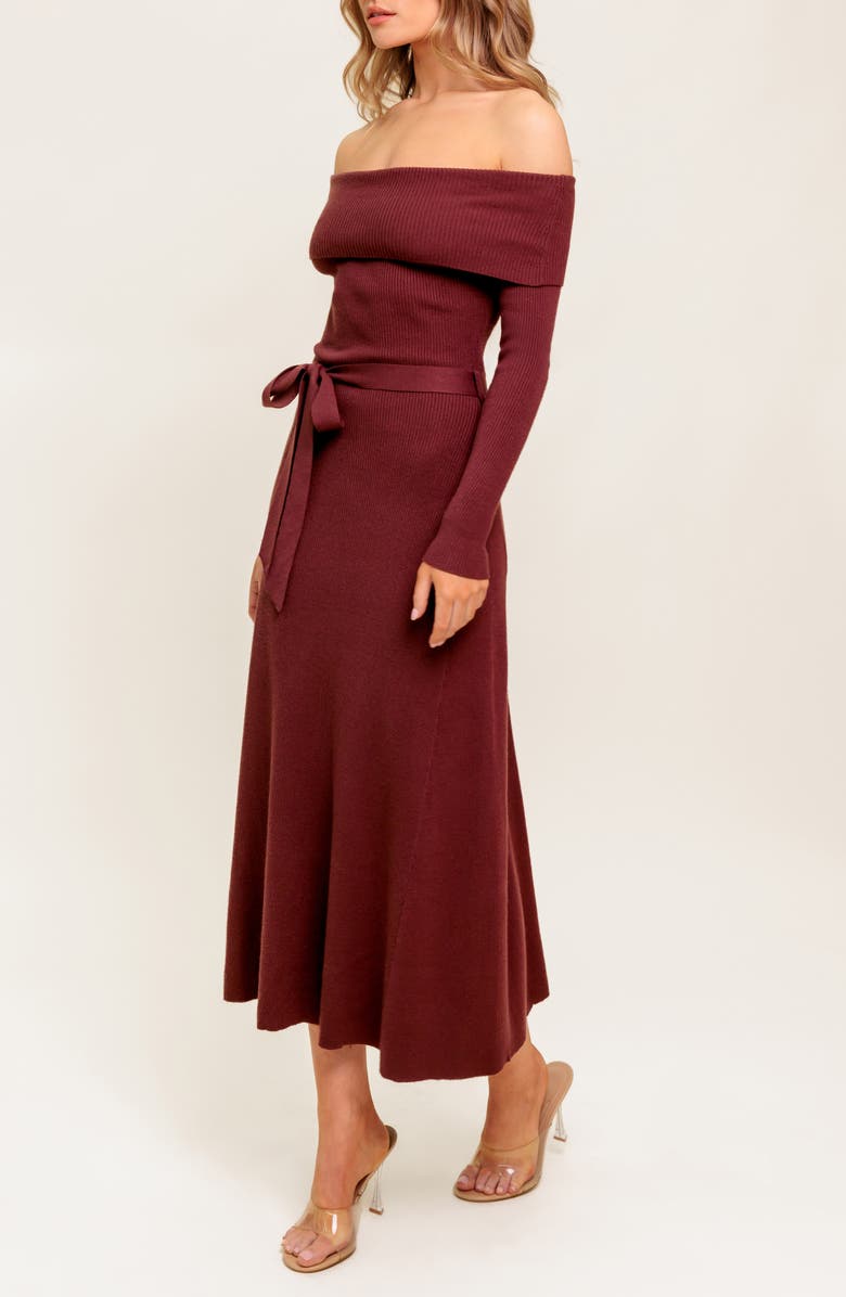 FLYING TOMATO Off the Shoulder Long Sleeve Sweater Dress, Alternate, color,