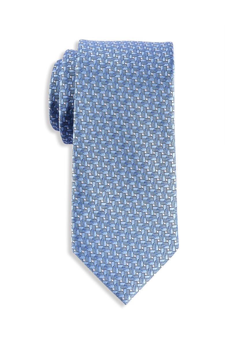Oak Hill by DXL Big & Tall Geometric Link Patterned Tie, Main, color, Blue