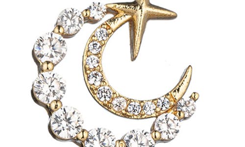Eye Candy Los Angeles Cubic Zirconia Moon & Star Drop Earrings In Gold