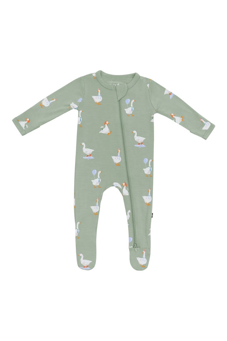Silly Goose Zip-Up Footie, Main, color, SILLY GOOSE