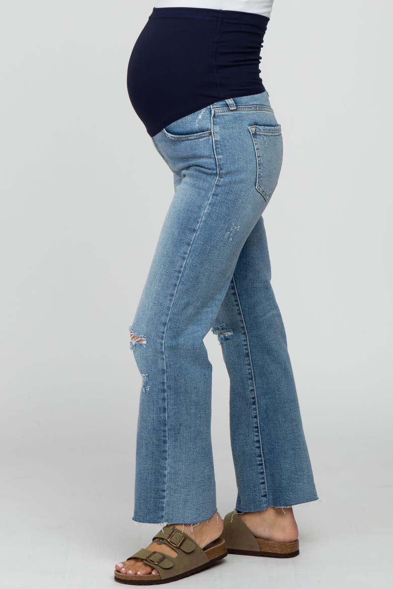 Straight Leg Frayed Hem Maternity Jeans, Alternate, color, Blue
