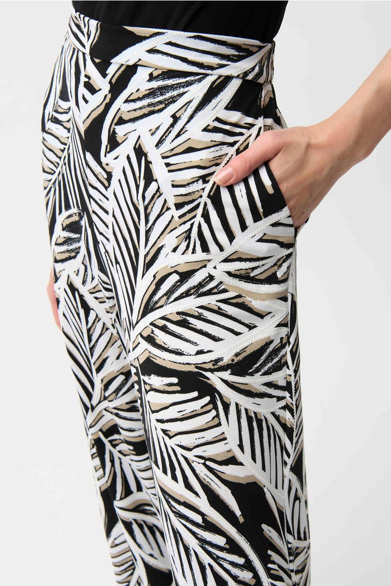 Silky Knit Tropical Print Wide Leg Pull-On Pants, Alternate, color, Black/Multi