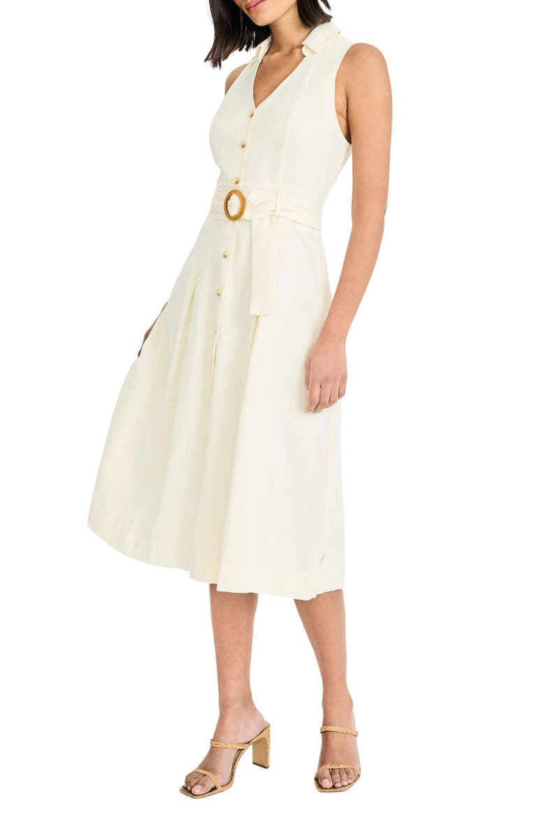 Sleeveless Linen Blend Midi Shirtdress, Alternate, color, WINTER WHITE