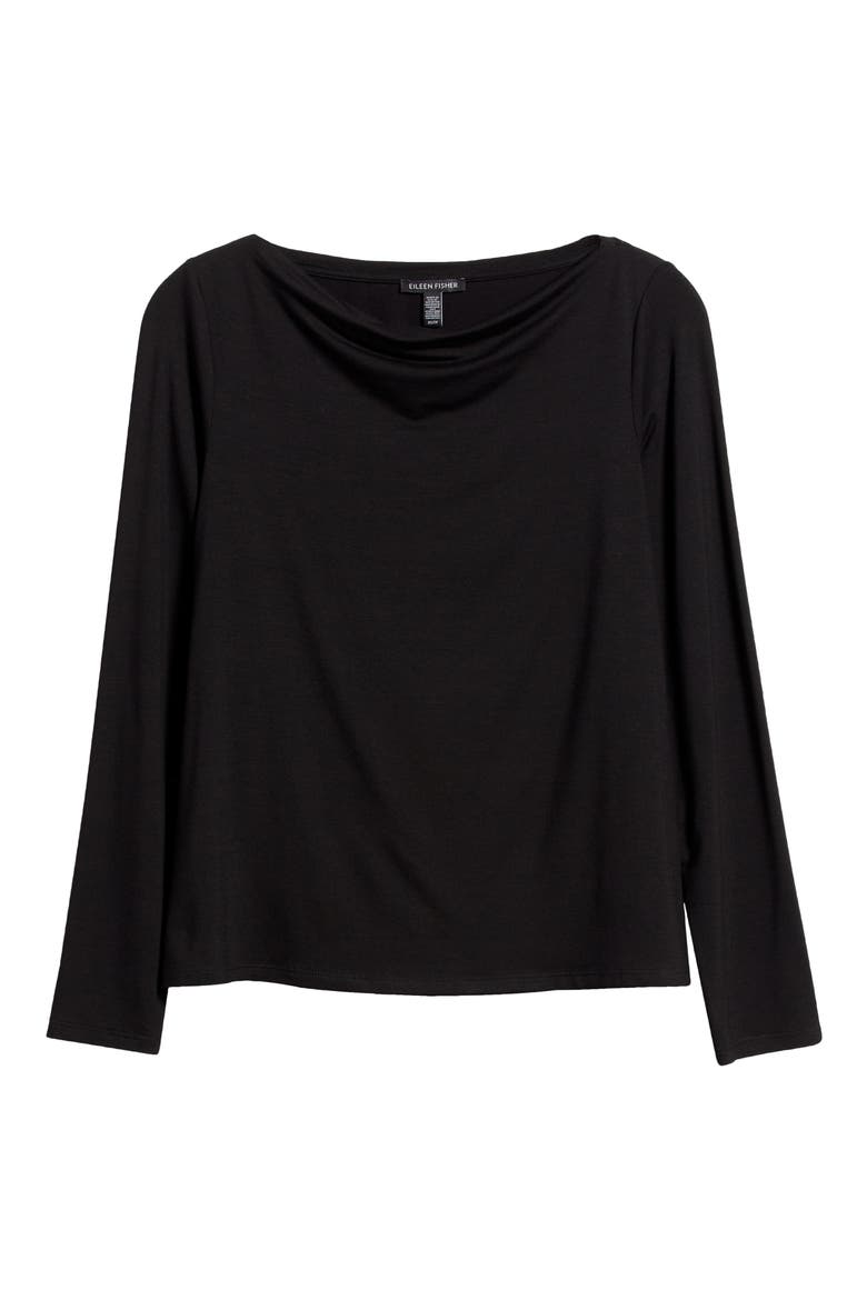 Long Sleeve Cowl Neck Top, Alternate, color, BLACK