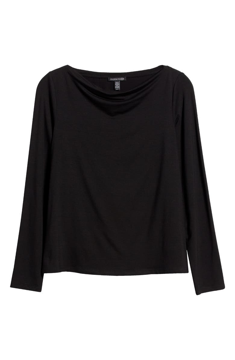 Eileen Fisher Long Sleeve Cowl Neck Top, Alternate, color, Black
