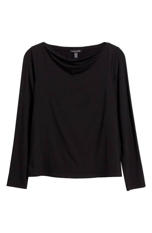 Eileen Fisher Long Sleeve Cowl Neck Top In Black