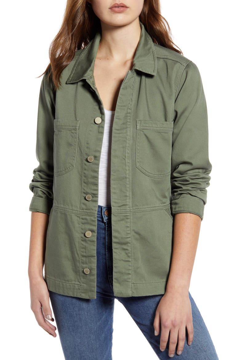 Drop Shoulder Flounce Cotton Jacket (Nordstrom Exclusive), Main, color, LIPD- LILY PAD