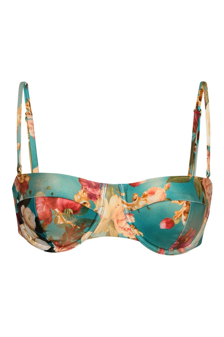 Alexandria Roses Structured Bikini Top, Alternate, color, AQUA MULTI