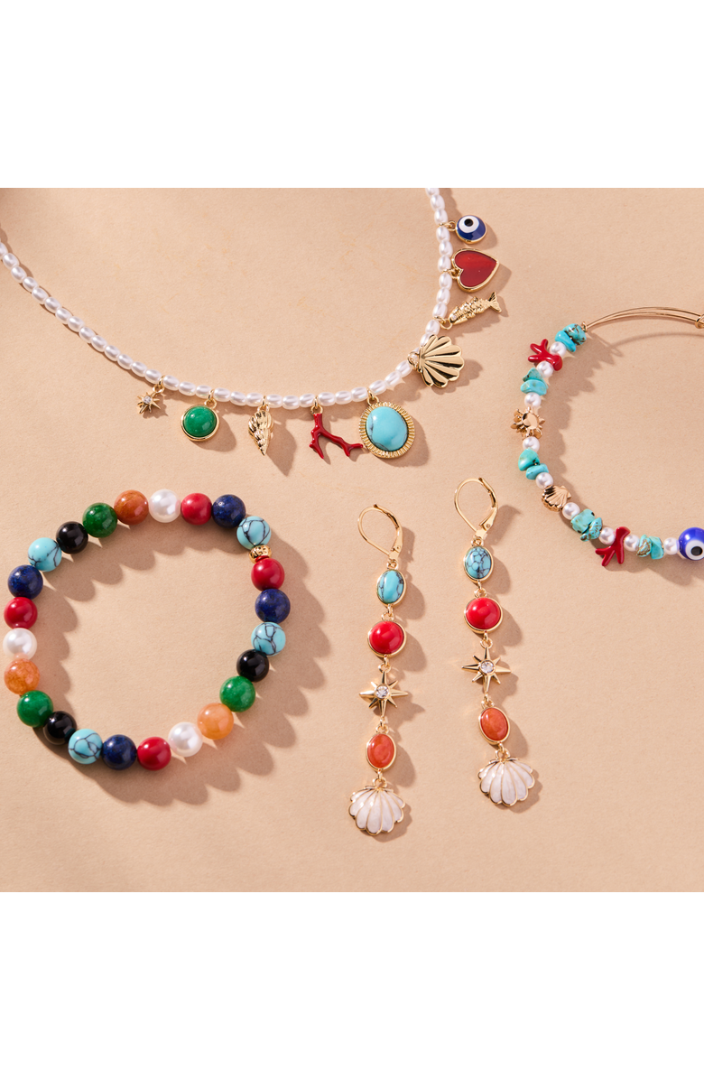 Alex and Ani Moonlight Beach Beach Beaded Stretch Bracelet, Alternate, color, Multi