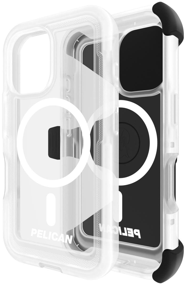 Pelican Voyager MagSafe Case with Holster for Apple iPhone 16, Main, color, Clear