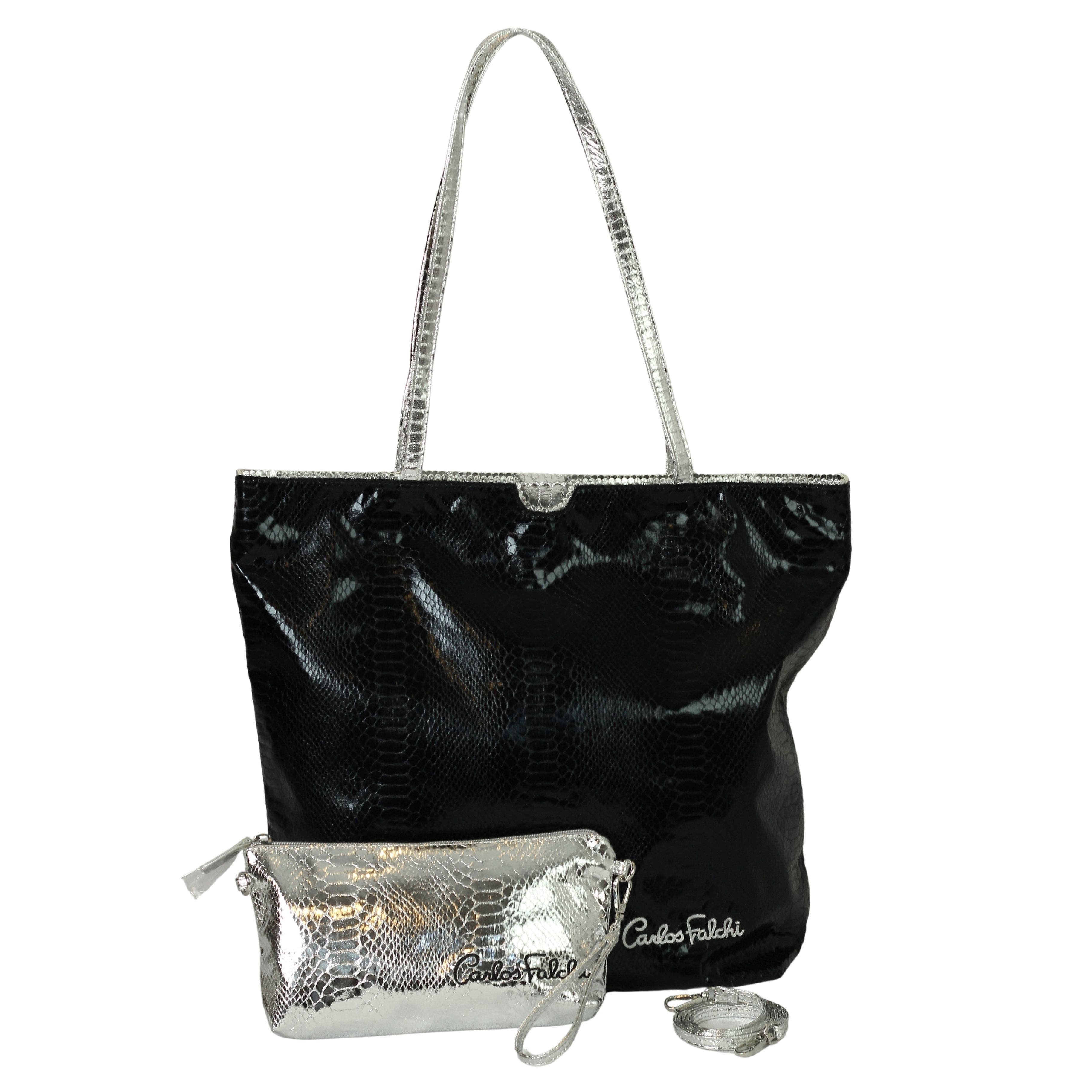 Microfiber Python Tote, Main, color, Black