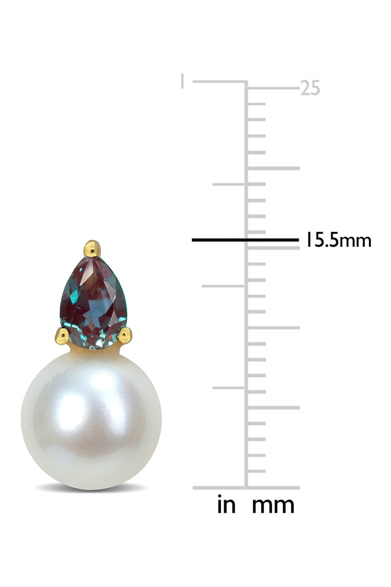 Lab Created Alexandrite & Freshwater Pearl Stud Earrings, Alternate, color, GREEN