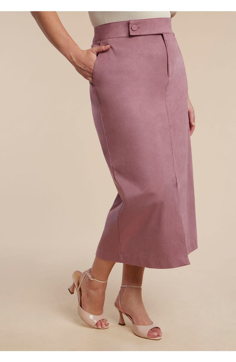 ELOQUII Faux Suede Midi Column Skirt, Alternate, color,