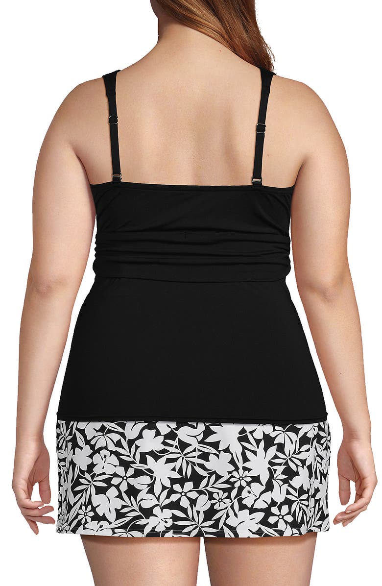 Lands' End Chlorine Resistant Plunge X-Back Tankini Swimsuit Top, Alternate, color, Black