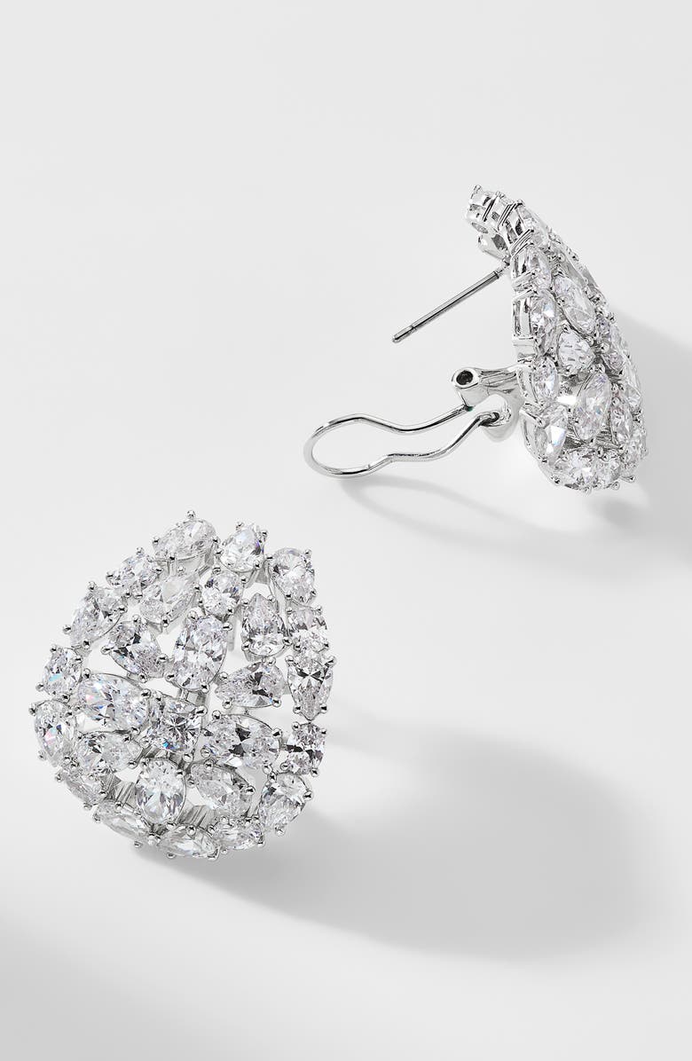 Nadri Shine On Button Stud Earrings, Alternate, color, Rhodium