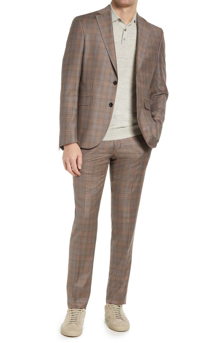 Ted Baker London Ron Extra Slim Fit Plaid Wool Suit, Main, color,